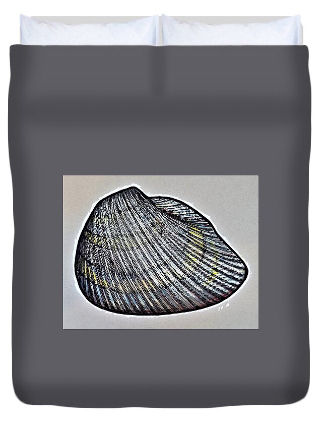 Shell Duvet Cover featuring the drawing Shell Study by Jim Harris