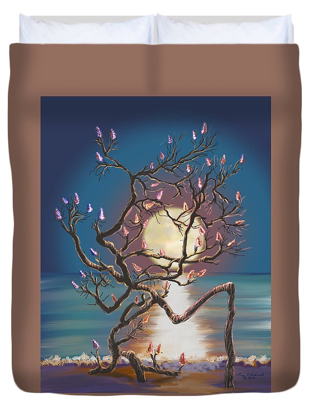 Lido Beach Duvet Cover featuring the digital art Shell Tree Glow by Gary F Richards