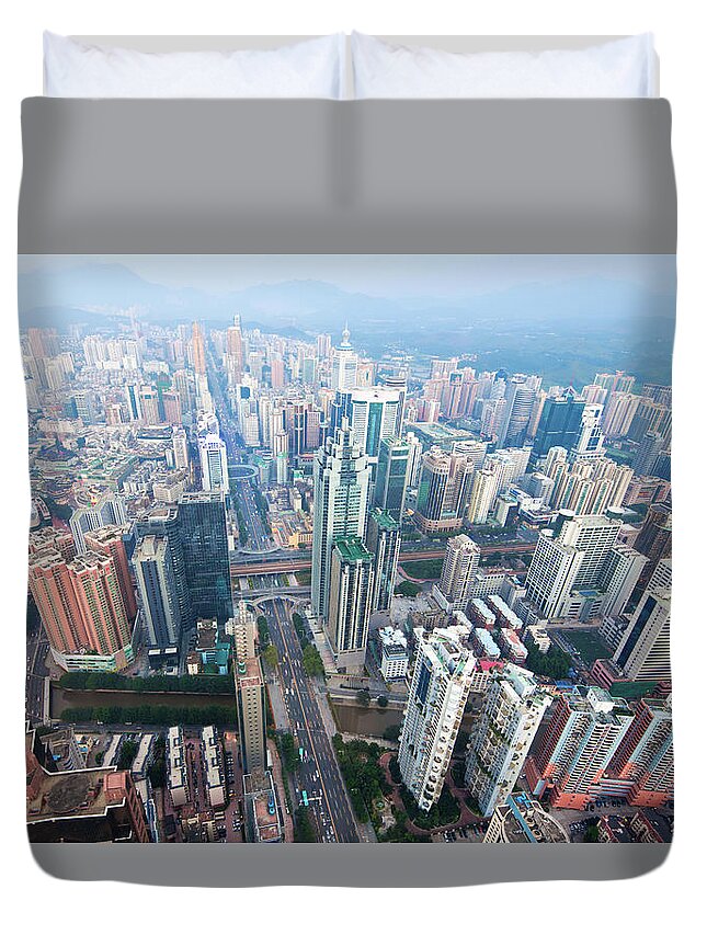 Chinese Culture Duvet Cover featuring the photograph Shenzhen, China by Nikada