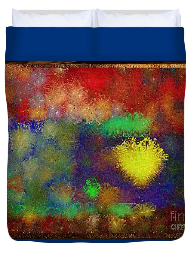 Valentine Duvet Cover featuring the mixed media Shining Heart of the Sun by Aberjhani