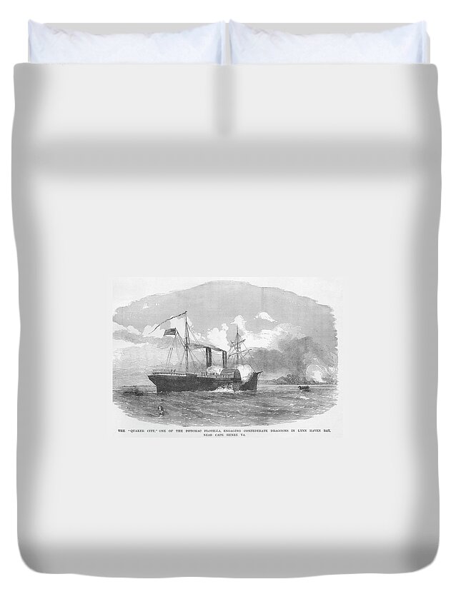 Side-wheeler Duvet Cover featuring the painting Ship Quaker City from the Potomac Flotilla by Frank Leslie