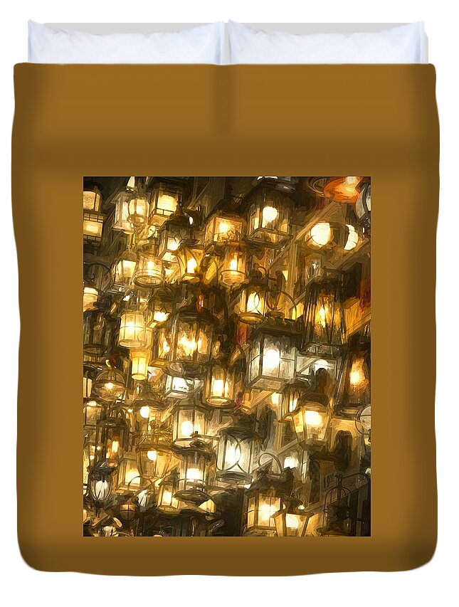 Lights Duvet Cover featuring the photograph Shopping for Lighting by Jack Wilson