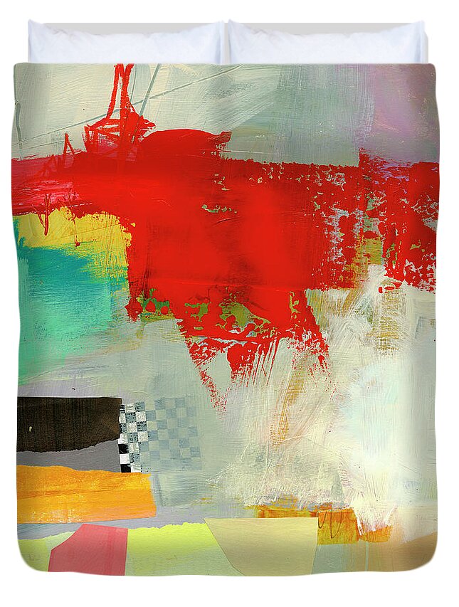 Abstract Art Duvet Cover featuring the painting Shoreline #6 by Jane Davies