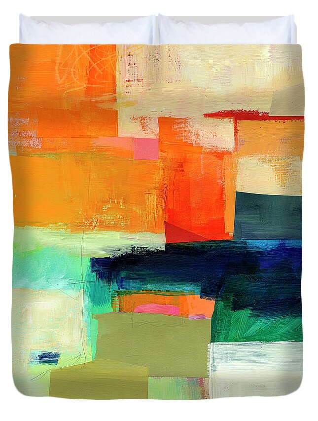Abstract Art Duvet Cover featuring the painting Shoreline #7 by Jane Davies