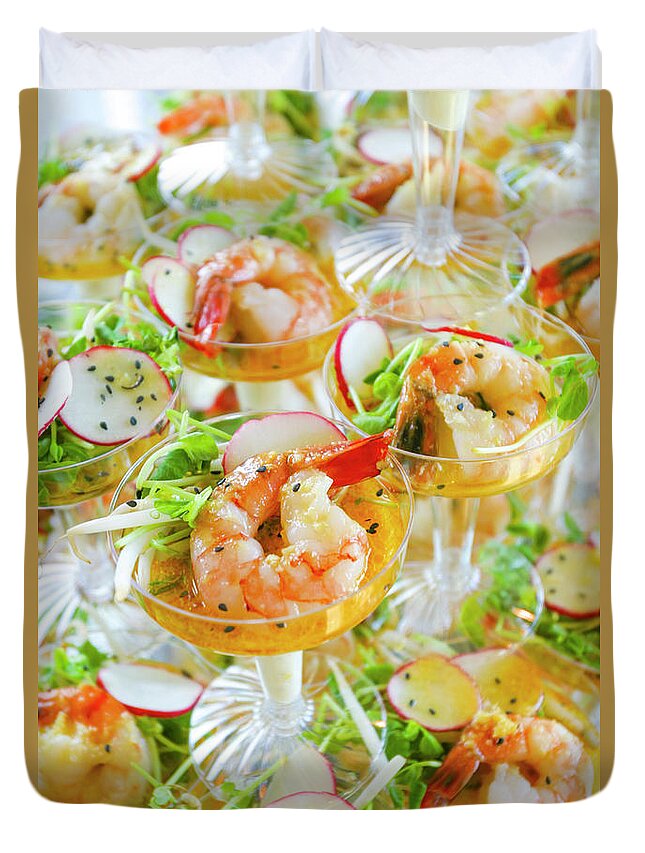 Healthy Eating Duvet Cover featuring the photograph Shrimp Cocktails, Lake Tahoe, Usa by Stuart Dee