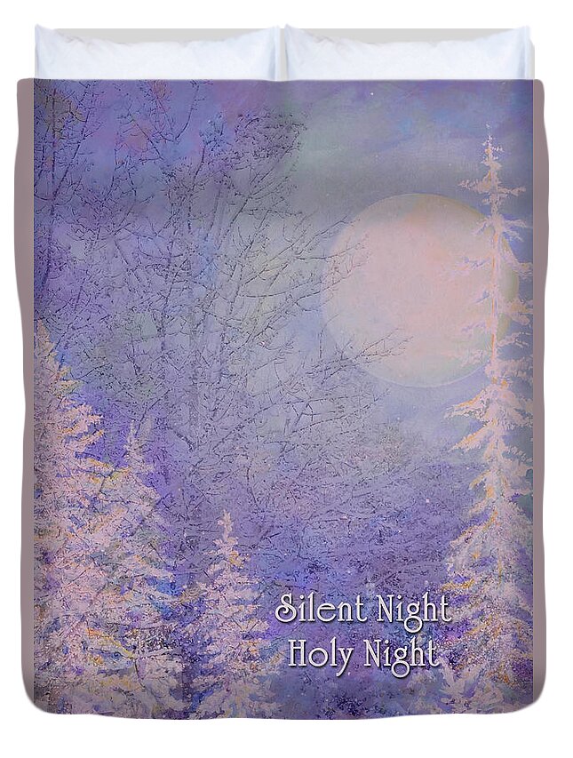 Christmas Card Duvet Cover featuring the mixed media Silent Night by Malanda Warner