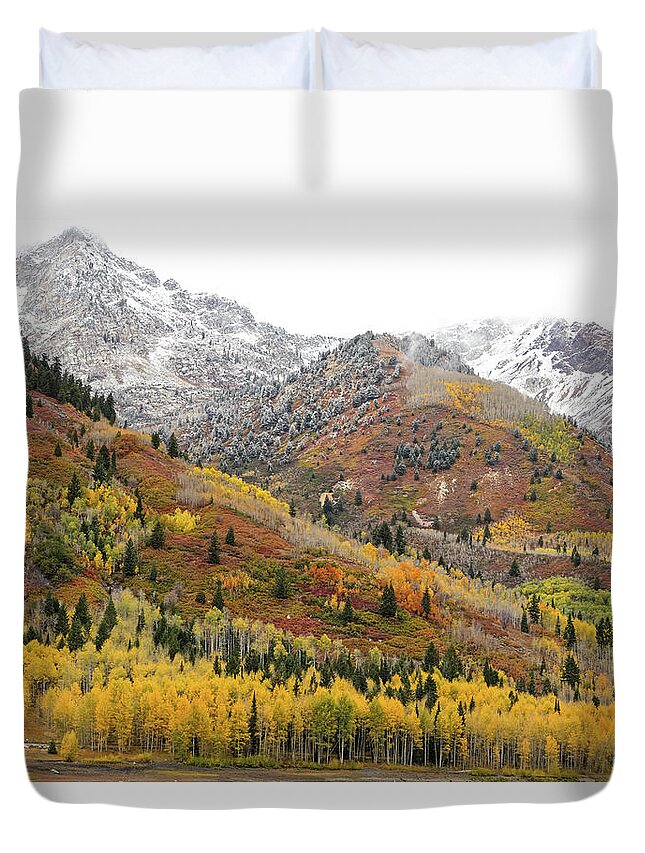 Utah Duvet Cover featuring the photograph Silver Lake Flat with Fall Colors - American Fork Canyon, Utah by Brett Pelletier