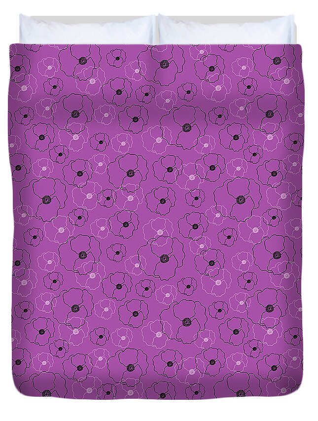 Poppies Duvet Cover featuring the digital art Simple Poppies by Lisa Blake