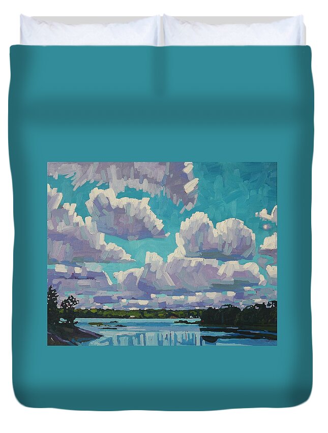 2277 Duvet Cover featuring the painting Singleton Summer Clouds by Phil Chadwick