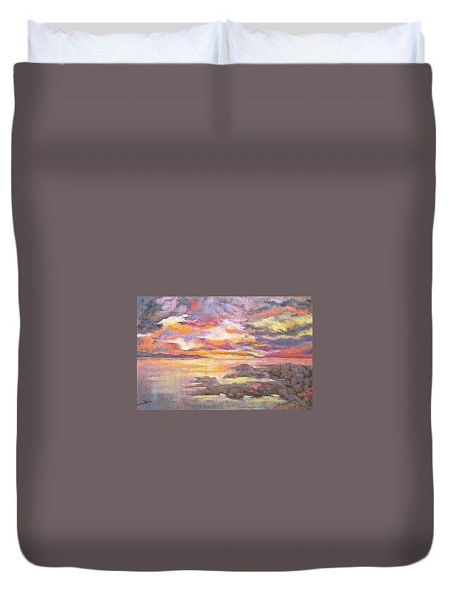 Sky Duvet Cover featuring the pastel Six o'clock Sky by Barbara O'Toole