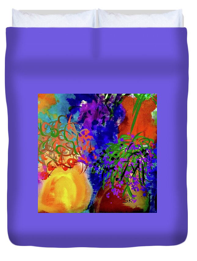 Floral Duvet Cover featuring the digital art Slice of Flowermarket Square by Sherry Killam