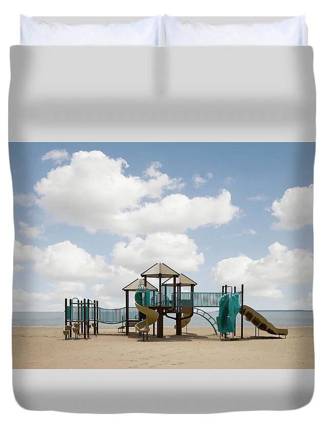 Scenics Duvet Cover featuring the photograph Slide On Beach by Ed Freeman