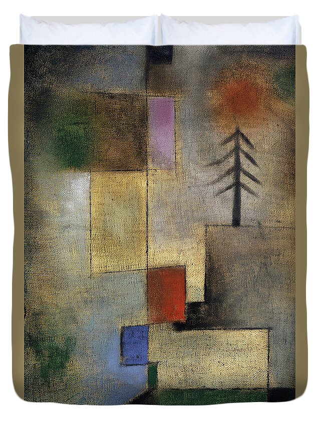 Paul Klee Duvet Cover featuring the painting Small Picture of Fir Trees, 1922 by Paul Klee