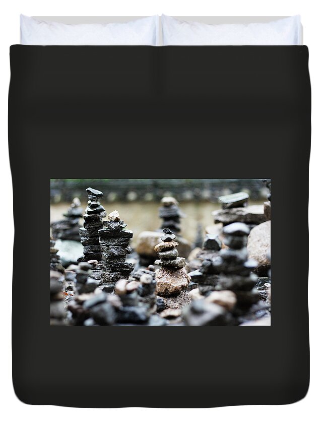 Tranquility Duvet Cover featuring the photograph Small Stones by Marc-henri Desbois