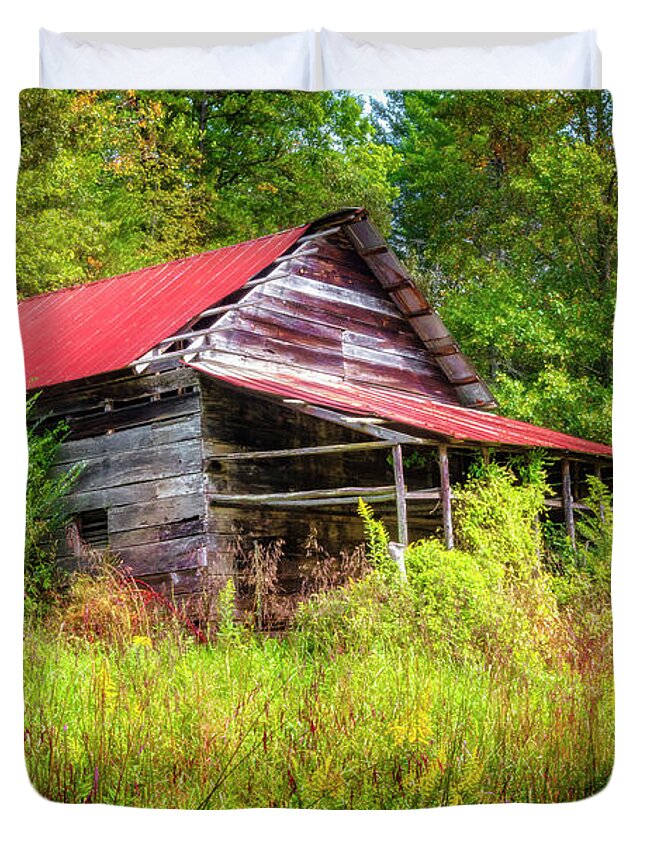 Appalachia Duvet Cover featuring the photograph Smoky Mountain Barn on an Autumn Afternoon by Debra and Dave Vanderlaan