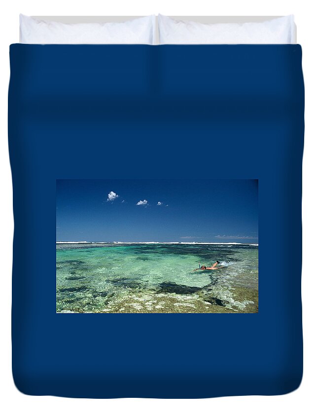 Ningaloo Reef Duvet Cover featuring the photograph Snorkelling Off Western Australian Coast by Jezphotos