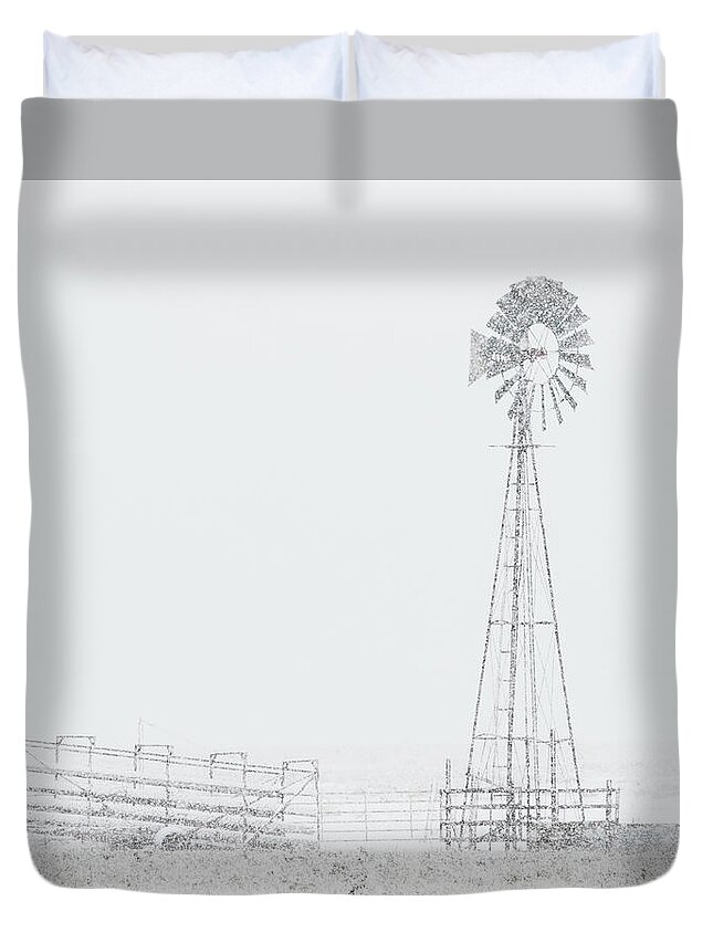 Kansas Duvet Cover featuring the photograph Snow and Windmill 03 by Rob Graham