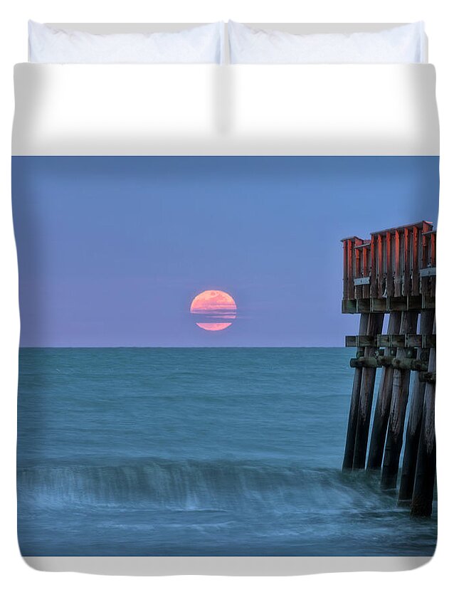 Snow Moon Duvet Cover featuring the photograph Snow Moon by Russell Pugh