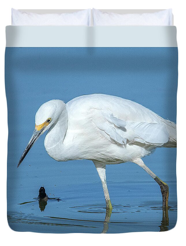 Nature Duvet Cover featuring the photograph Snowy Egret DMSB0180 by Gerry Gantt