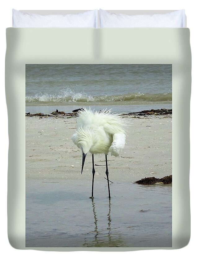 Birds Duvet Cover featuring the photograph Snowy Egret Showoff by Karen Stansberry