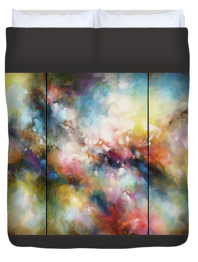 Abstract Duvet Cover featuring the painting Soft by Michael Lang