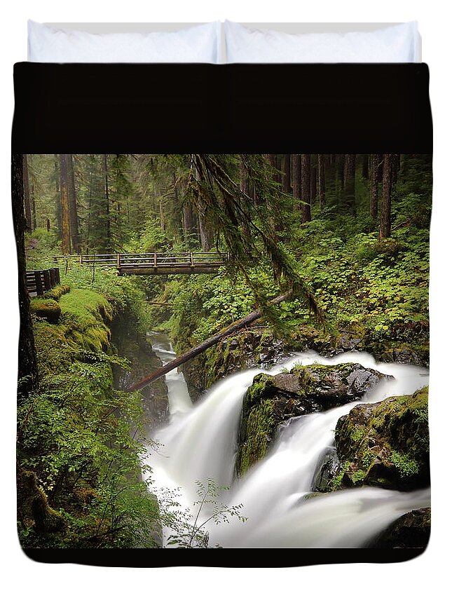 Creek Duvet Cover featuring the photograph Sol Duc into the Chasm by David Andersen