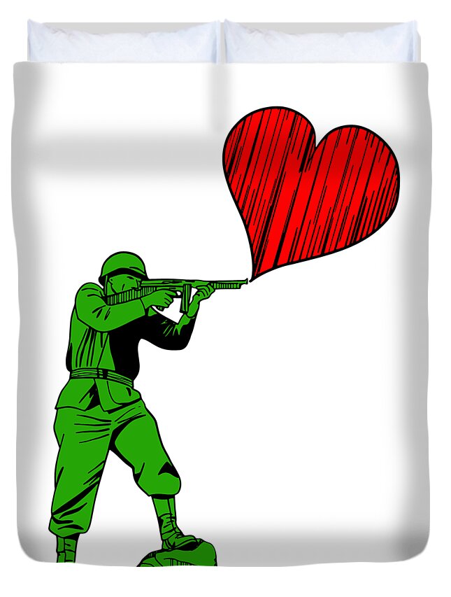 Military Duvet Cover featuring the digital art Soldier of Love by Piotr Dulski