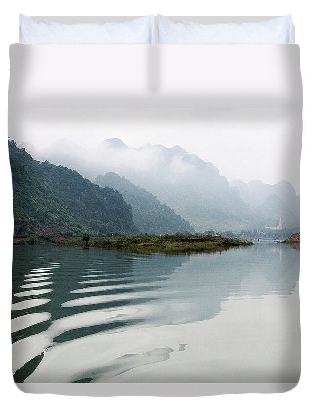 Tranquility Duvet Cover featuring the photograph Son River, Phong Nha Caves, Quang Binh by Pinnee