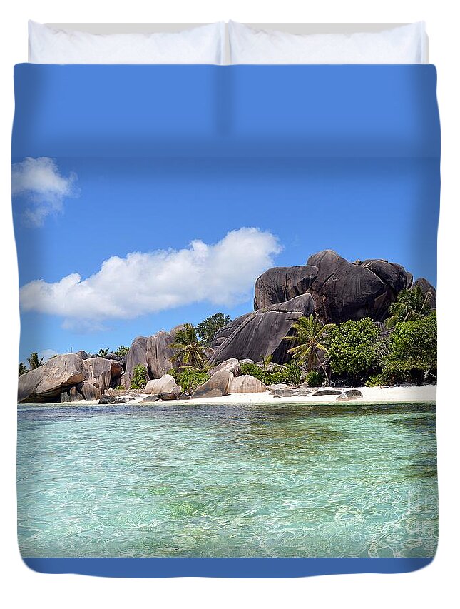 Indian Ocean Duvet Cover featuring the photograph Source d Argent - Paradise Beach by Thomas Schroeder