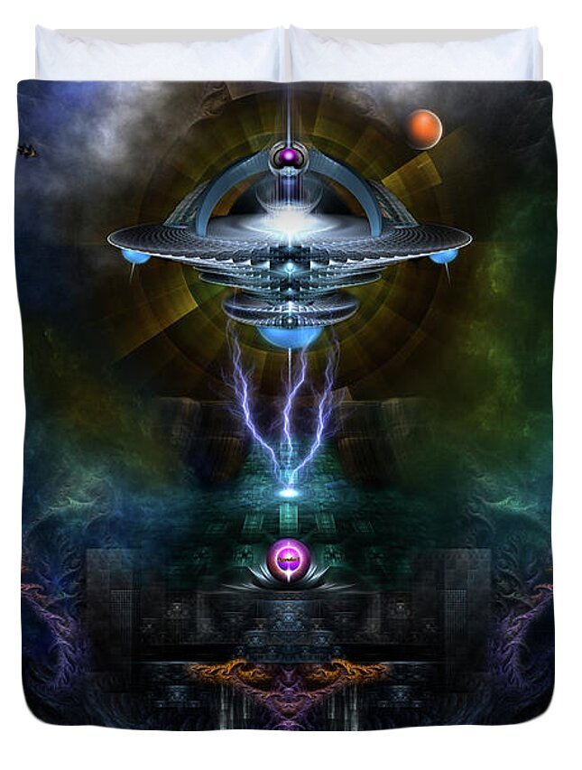 Space Station Duvet Cover featuring the digital art Space Station Ansarious by Rolando Burbon