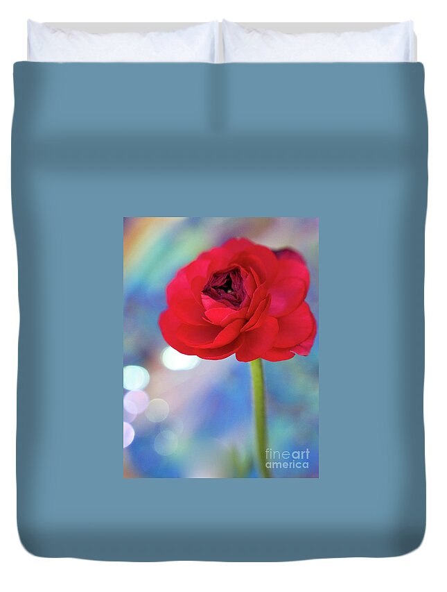 Color Duvet Cover featuring the photograph Sparkle Plenty Ranunculus by Dorothy Lee