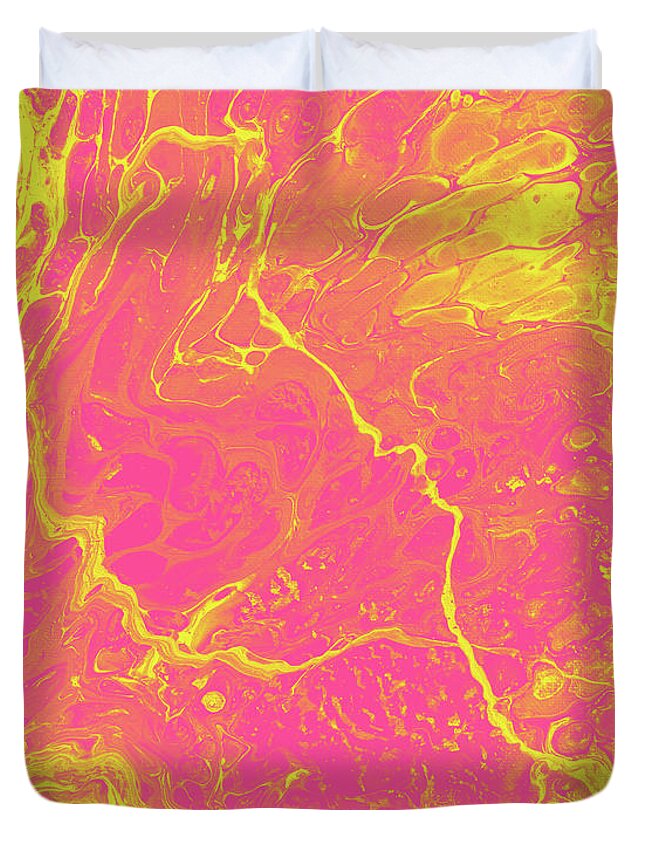 Fluid Duvet Cover featuring the mixed media Sparkling Lemonade by Jennifer Walsh