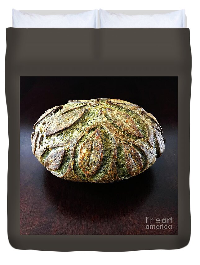 Bread Duvet Cover featuring the photograph Spicy Spinach Sourdough 2 by Amy E Fraser