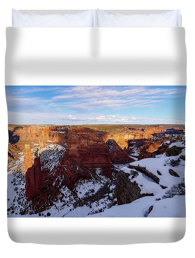 American Southwest Duvet Cover featuring the photograph Spider Rock Panorama II by Todd Bannor
