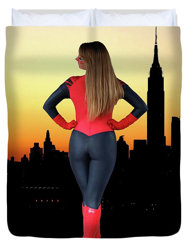 Spider Duvet Cover featuring the photograph Spider Woman Sunset by Jon Volden