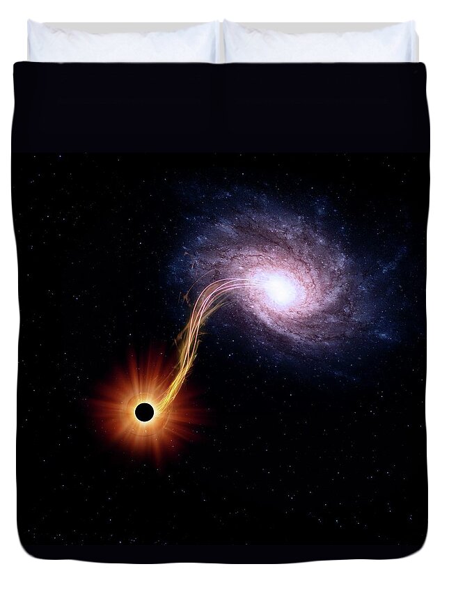 Concepts & Topics Duvet Cover featuring the digital art Spiral Galaxy And Black Hole, Artwork by Andrzej Wojcicki
