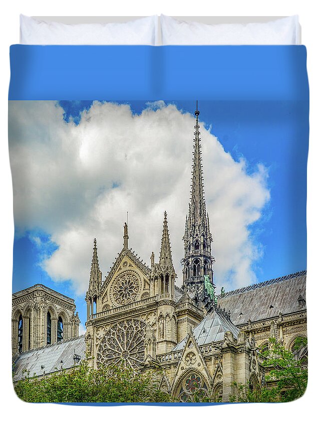 Paris Duvet Cover featuring the photograph Spires Along the Seine by Marcy Wielfaert