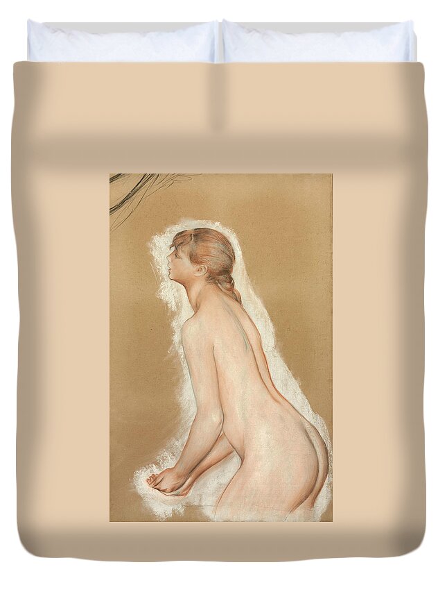 19th Century Art Duvet Cover featuring the drawing Splashing Figure by Auguste Renoir