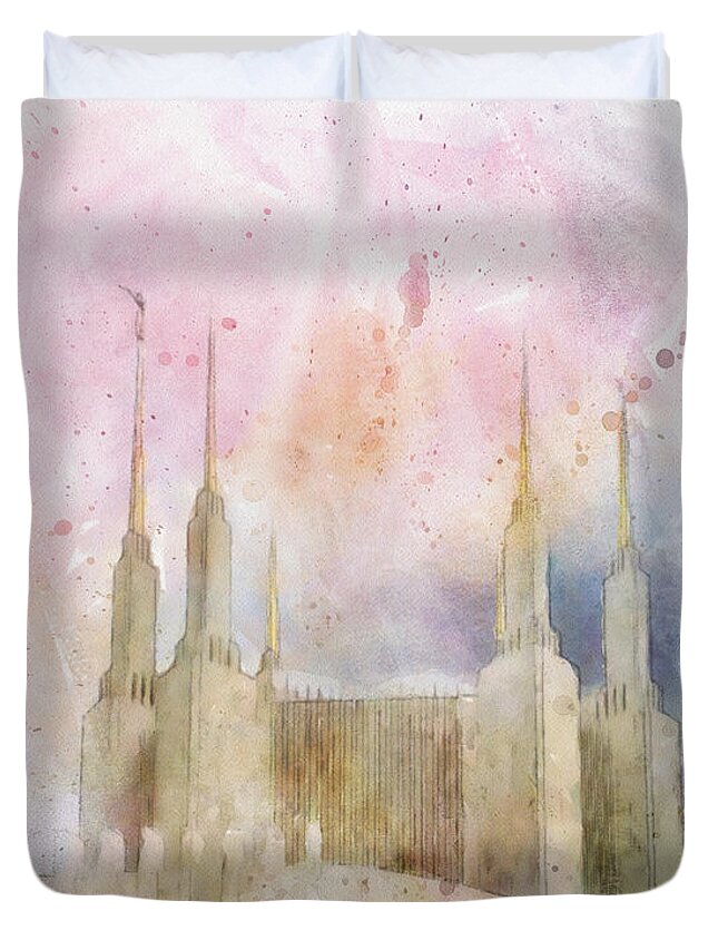 Temple Duvet Cover featuring the painting Splendid Morning by Greg Collins