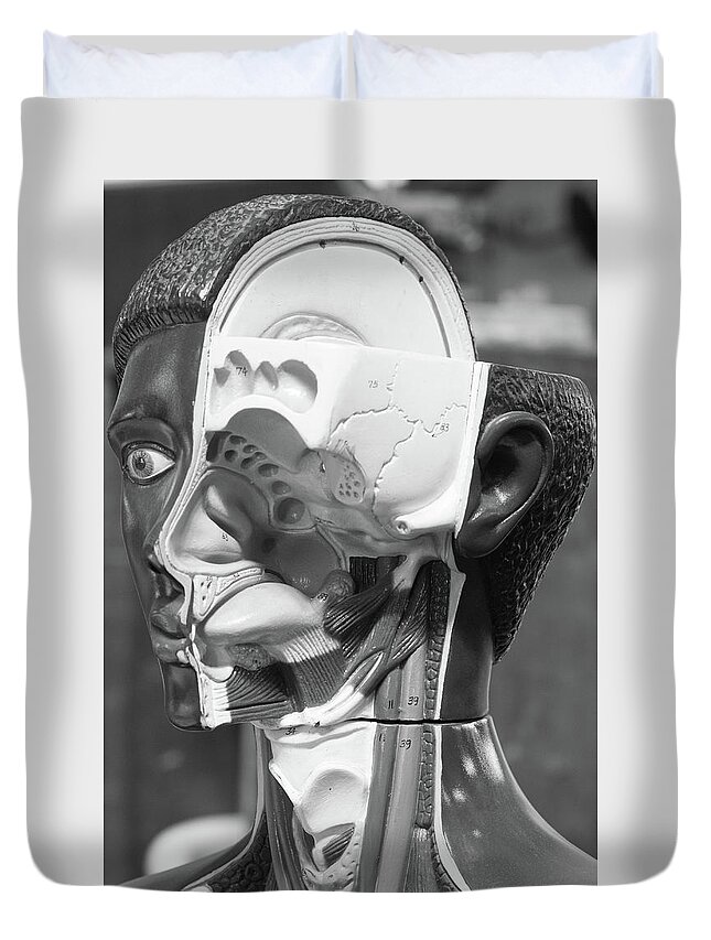 Head Duvet Cover featuring the photograph Split Personality by Minnie Gallman