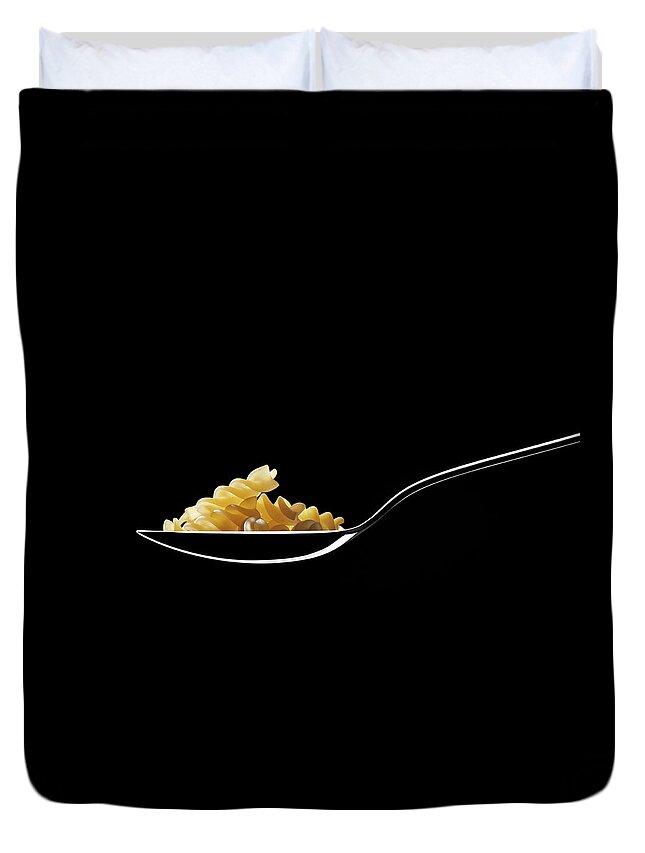 German Food Duvet Cover featuring the photograph Spoon With Spirelli Noodles by Daitozen