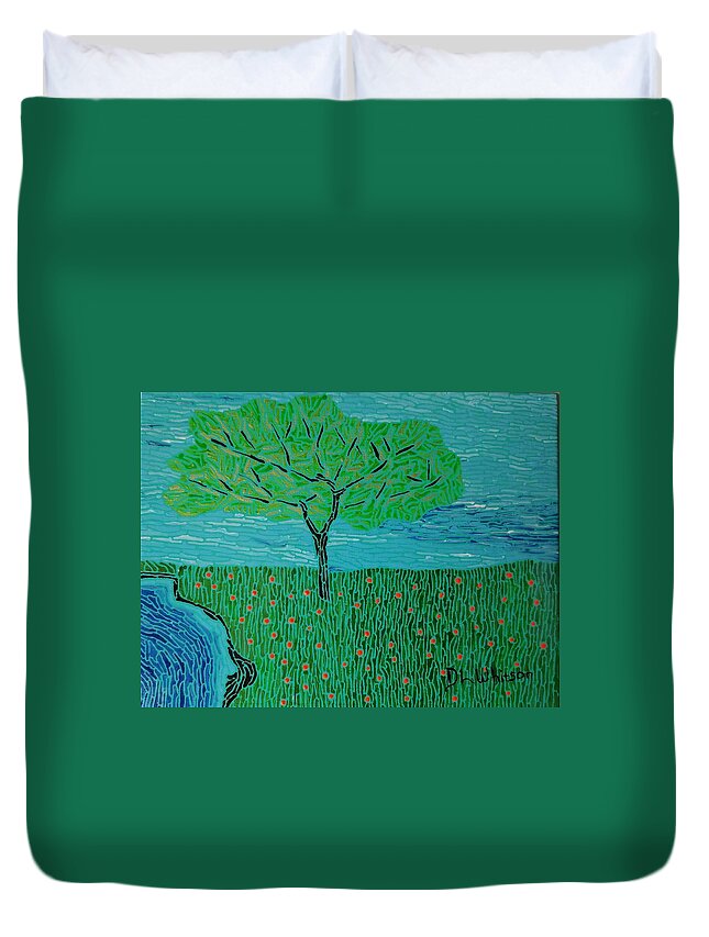 Spring Duvet Cover featuring the painting Spring-4 Seasons by DLWhitson