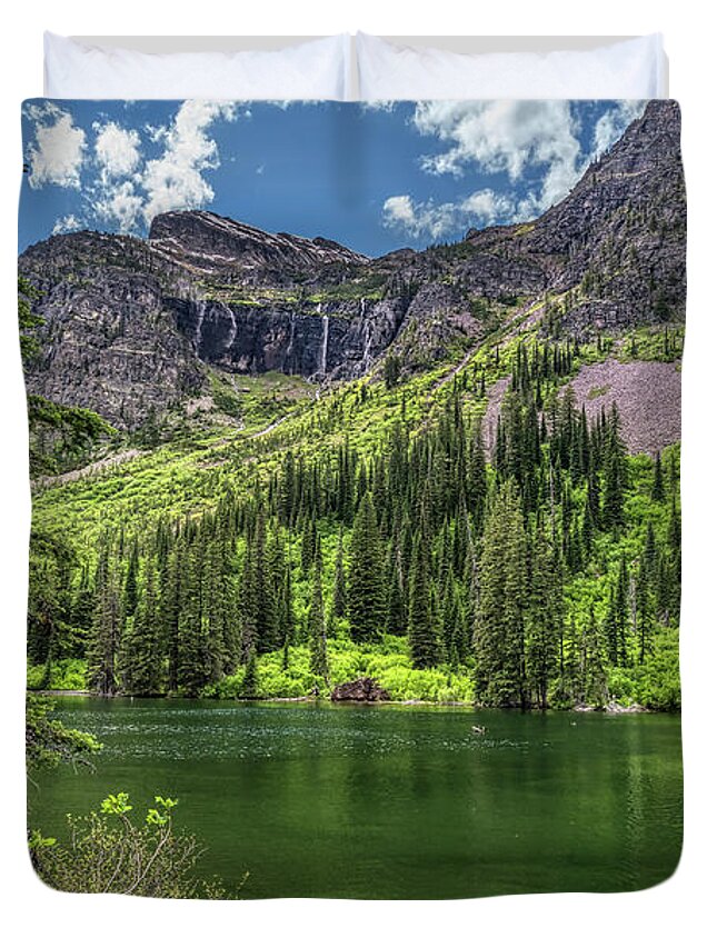 Glacier National Park Duvet Cover featuring the photograph Spring at Snyder Lake by Kenneth Everett