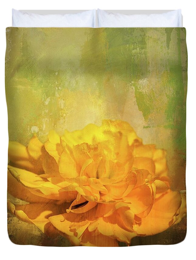 Tulip Duvet Cover featuring the mixed media Spring Glory by Eva Lechner