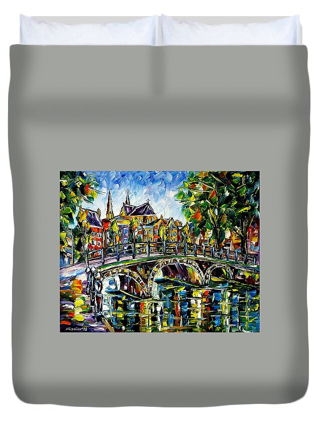Beautiful Amsterdam Duvet Cover featuring the painting Spring In Amsterdam by Mirek Kuzniar