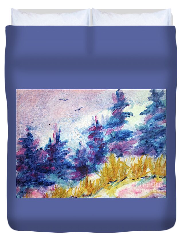 Paintings Duvet Cover featuring the painting Spring Landscape 2019 by Kathy Braud