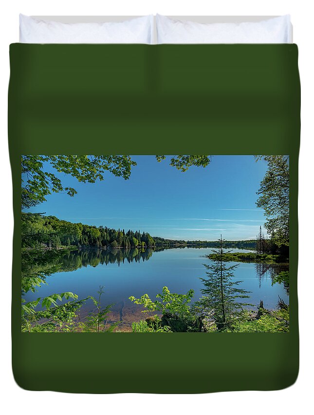Grand Sable Lake Duvet Cover featuring the photograph Spring Morning on Grand Sable Lake by Gary McCormick