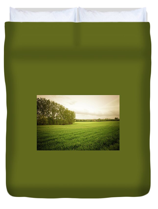 Grass Duvet Cover featuring the photograph Spring On Meadow by Franckreporter