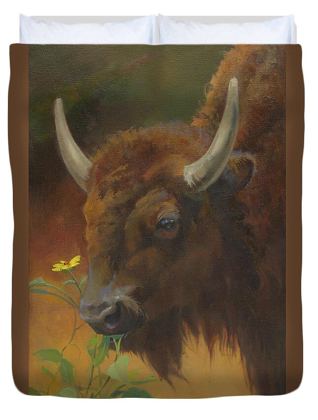 Wildlife Duvet Cover featuring the painting Spring on the Range by Carolyne Hawley