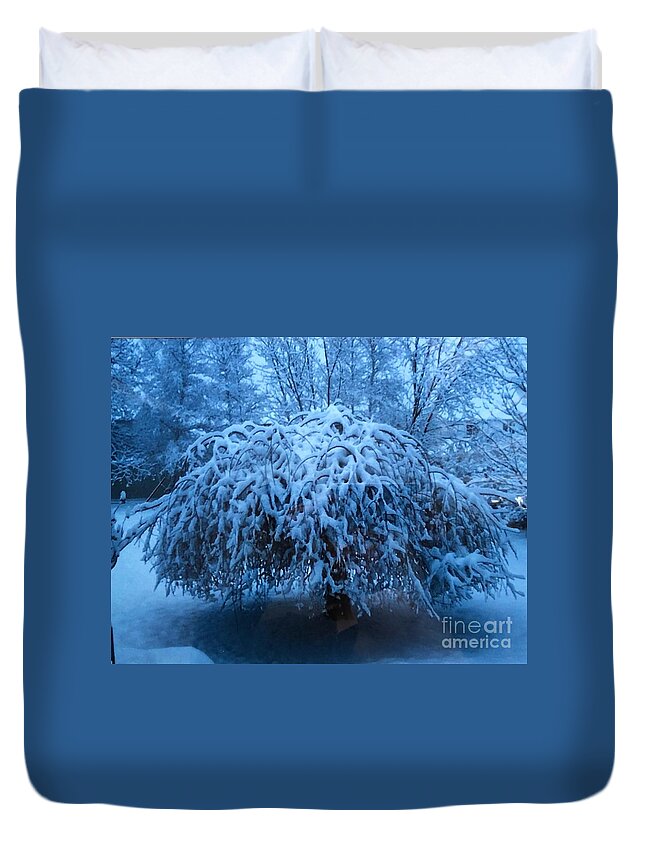 Tree Duvet Cover featuring the photograph Spring Snow by Kate Conaboy